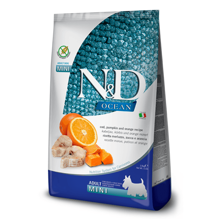 Farmina N&D Ocean Adult Mini, dorsz z dynią i pomarańczą