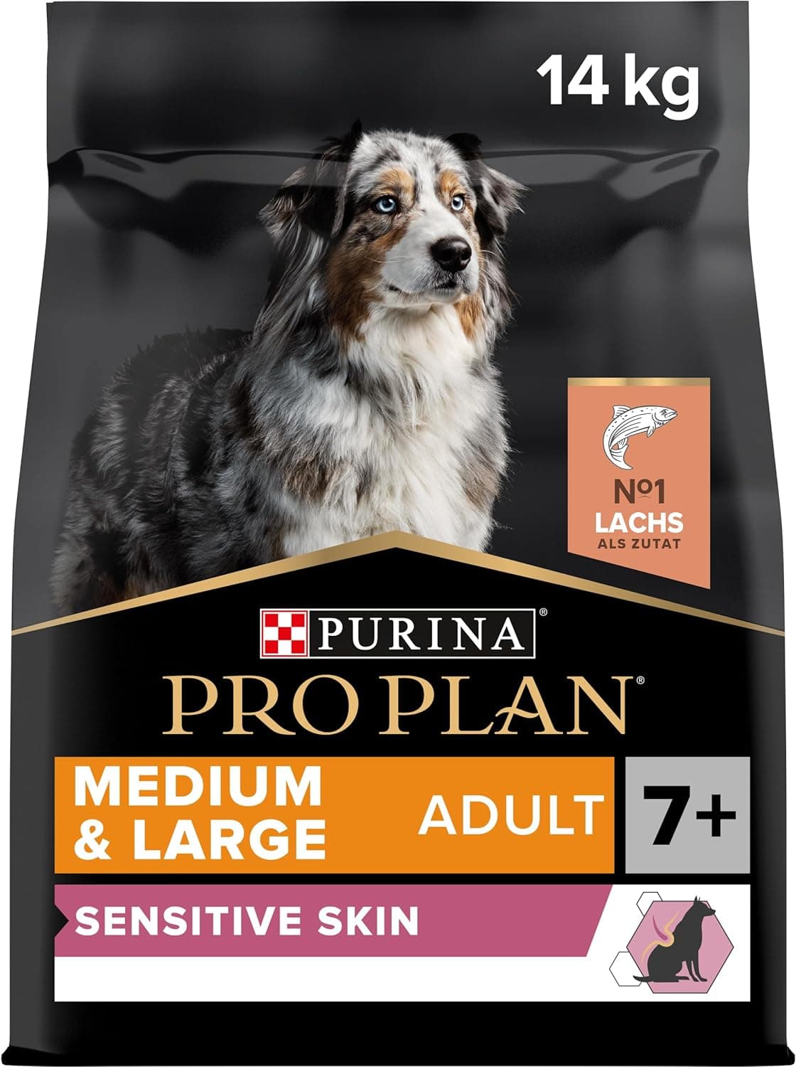 PURINA PRO PLAN Medium & Large Adult 7+ Sensitive Skin, łosoś i ryż