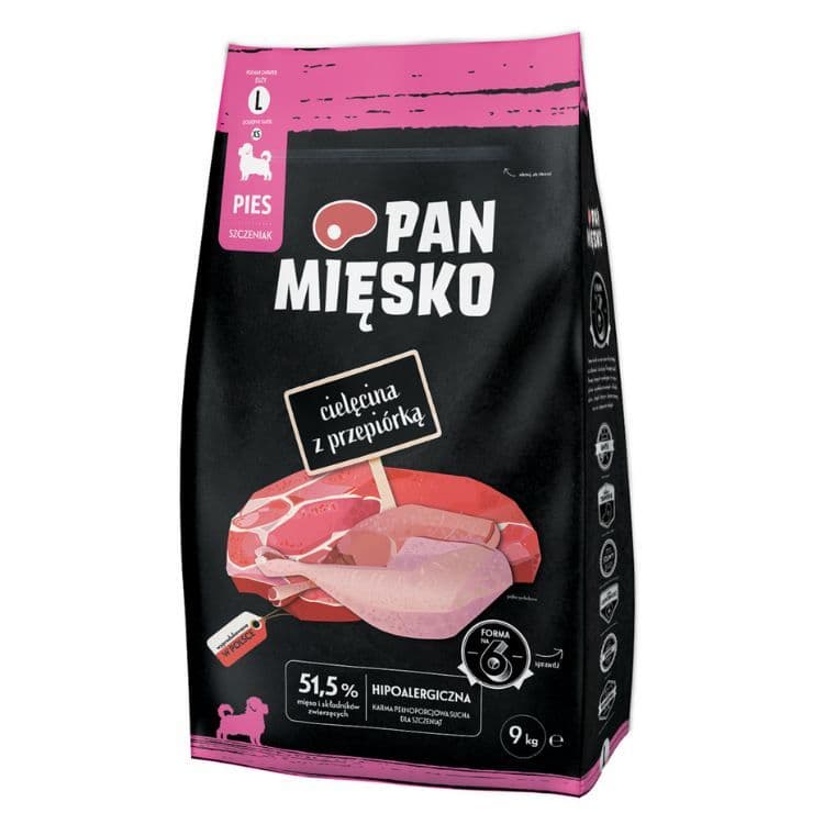 Pan Mięsko Large Puppy, cielęcina z przepiórką